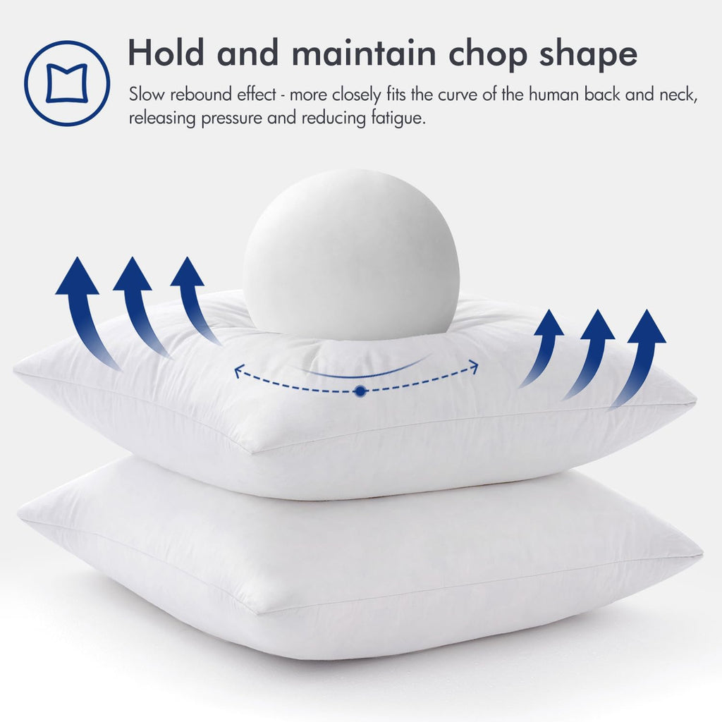 Feather Pillow Insert 22x22, Throw Pillow with Cotton Cover