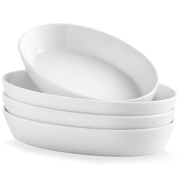 Au Gratin Baking Dishes for Oven Safe, Set of 4, 7.5''x4.5'' Mini Casserole Dish, Ceramic Oval Baking Dish for Single