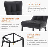 Modern Dining Chairs Set of 4, PU Leather Upholstered Kitchen Chairs with Thickened Seat, Metal Legs and Armless Design, Black