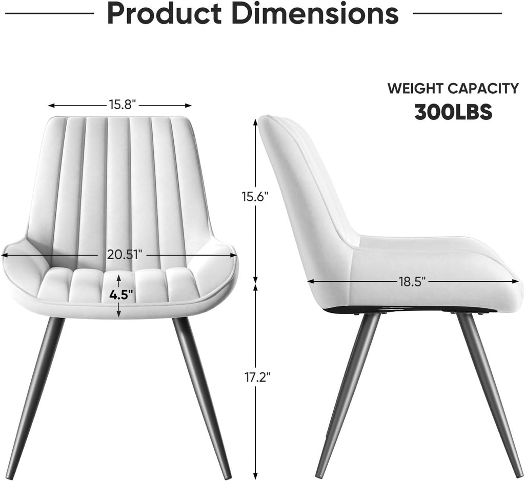 Modern Dining Chairs Set of 2, Comfy Dining Room Chairs with Thick Cushions