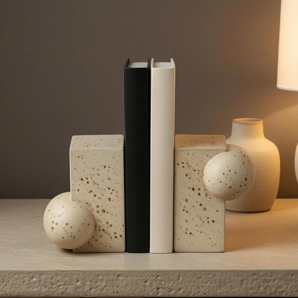 Sculptural Bookends Decorative Geometric Bookends Abstract Decor for Study Desk