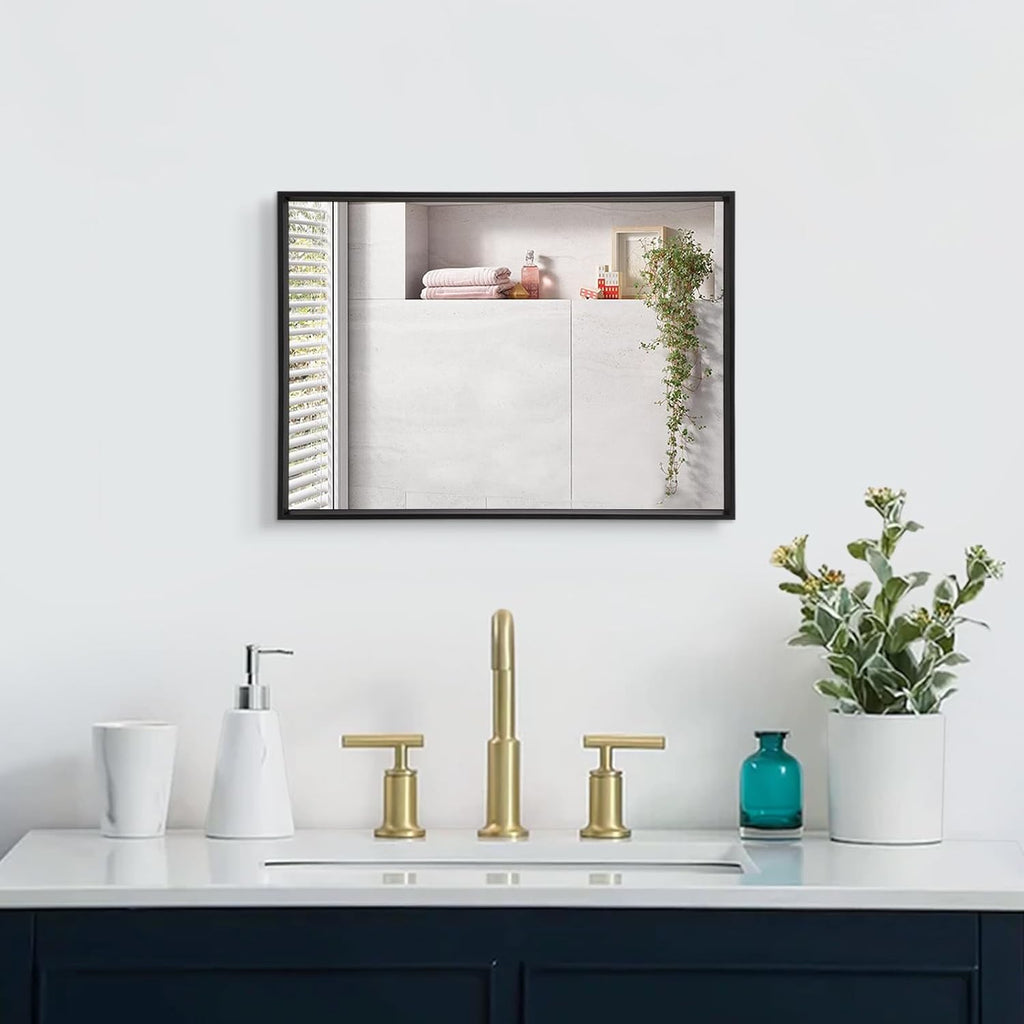 Mirrors for Wall Rectangular Metal Framed Mirror Modern Decorative Bedroom Living Room Bathroom Vertically or