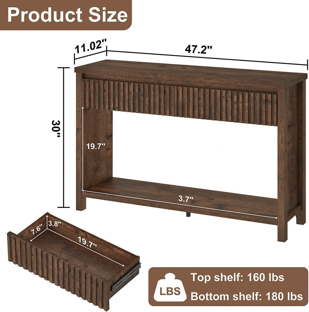 Console Tables , Console Table with Drawers, 47In Sofa Table with Storage, Narrow Entryway Tables with 2-Tier Shelf