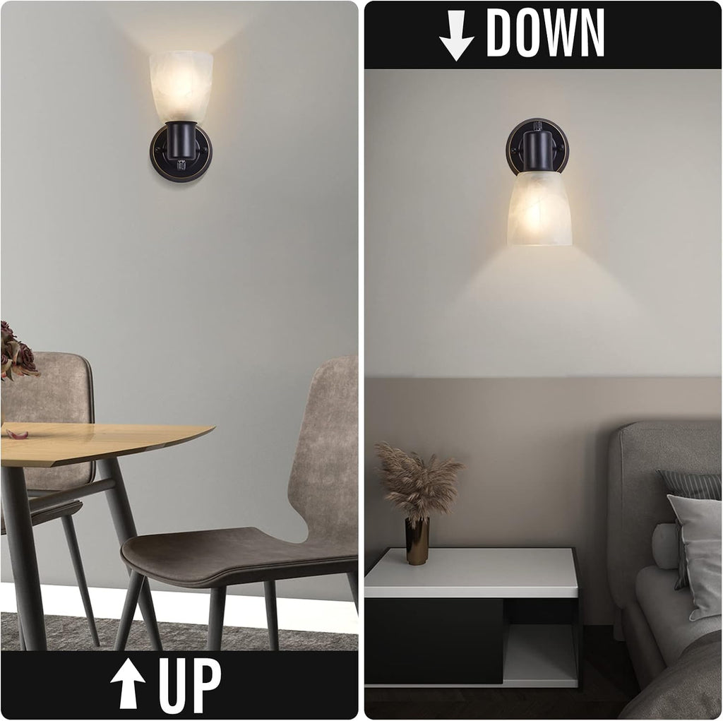 Wall Sconces Set of 2, Matte Black Vanity Lights , Modern Wall Light Fixtures with Rotary Switch, Wall Mount Light