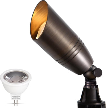Solid Brass Outdoor Landscape Spotlight, 12V LED Low Voltage Spot Light for Garden and Yard Uplighting, Classic