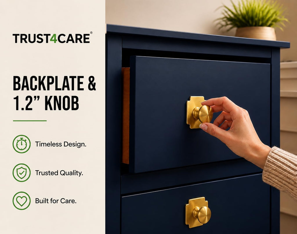 1.7" Gold Backplates of Bifold Closet Cabinet Knobs