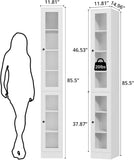 85.5 Inch Tall Bookshelf with Doors - 7 Tier Bookcase with Glass Doors and Drawer