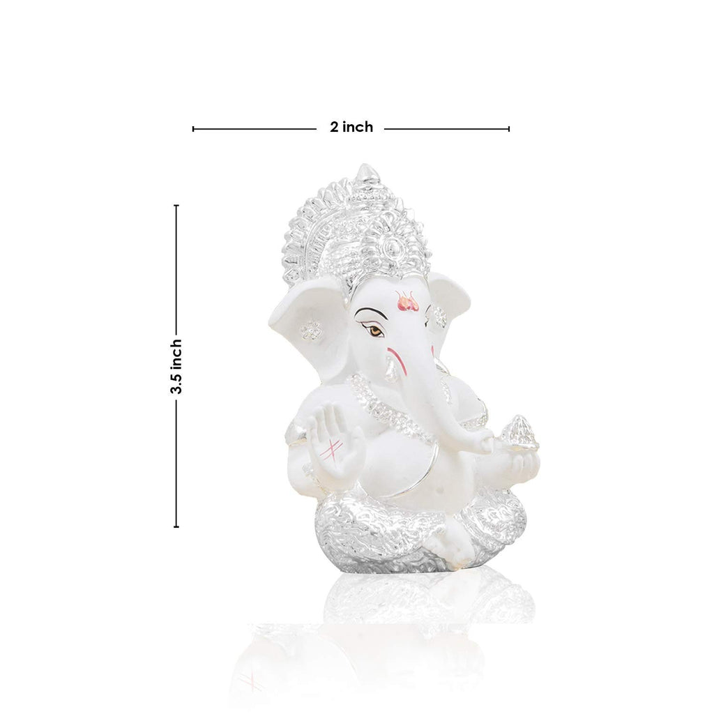 Ceramic Lord Ganesh Idol, 8 x 10, Silver