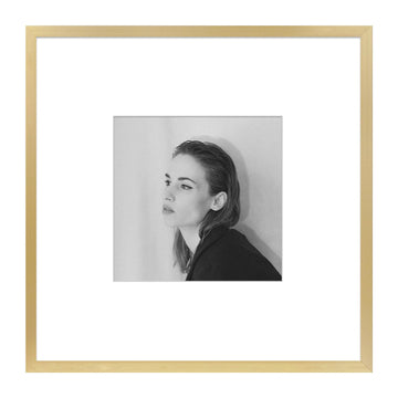 8x8 Gold Aluminum Frame with White Mat, Real Glass