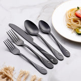 Black Silverware Set for 12, 60-Piece Stainless Steel Flatware Set, Shiny Black Metal Cutlery Set, Include Fork