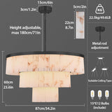 Round Alabaster Chandelier, 3 Tiers Black Marble Chandelier for Dining Room, D34 Modern Living Room Chandeliers Modern High Ceilings Chandeliers for Bedroom, Foyer, Entryway(Include 15 Bulbs) A125-B0F6LVXBD4