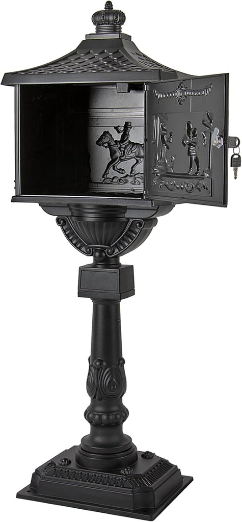 Mailbox Cast Aluminum Black Mail Box Postal Box Security Heavy Duty New