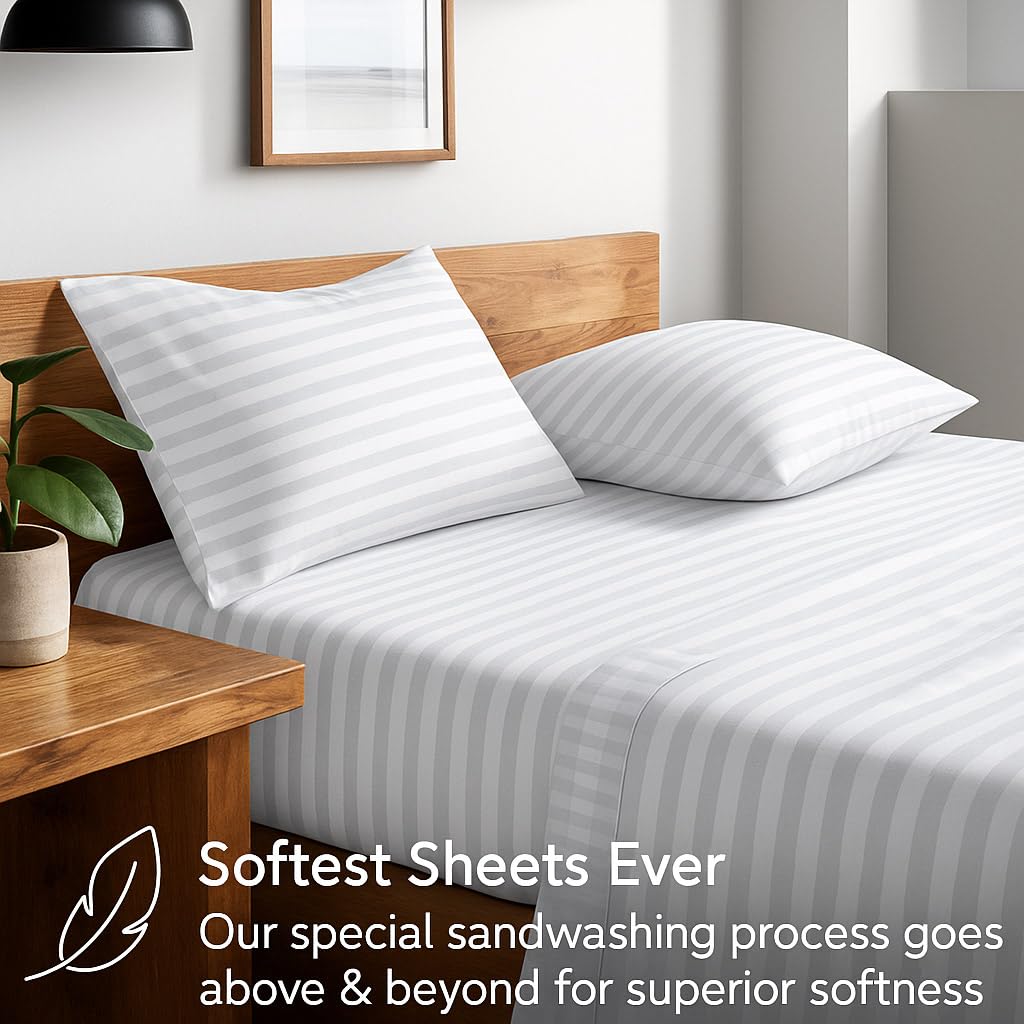 Luxury Cotton Sheets for Queen Size Bed - 400 Thread Count Egyptian Cotton Sheet Set - 15" Deep Pocket - Hotel