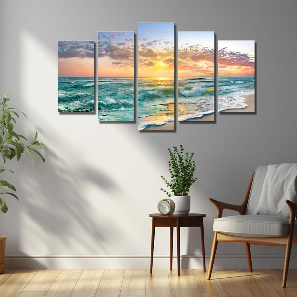 5 Piece Beach Canvas Wall art Landscape Art Canvas Wall Art Beach Decor Wall Art Sunset Nature Landscape Picture