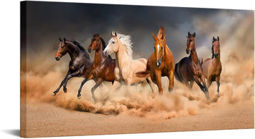 Large Horse Wall Art Running Horses Picture Prints on Canvas Modern Home Office Decoration Ready to Hang - 24"x48"