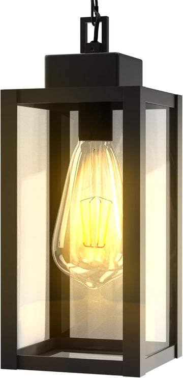 Outdoor Pendant Light Fixture Waterproof Outdoor Hanging Porch Light Anti-Rust Exterior Hanging Outdoor Lantern for Porch Yard Front Door Garage Balcony Patio Garden