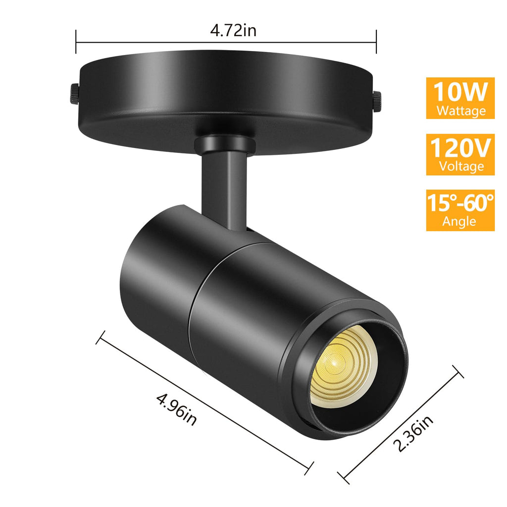 Zoomable Ceiling Spot Lights Indoor, 10W 1000lm Black