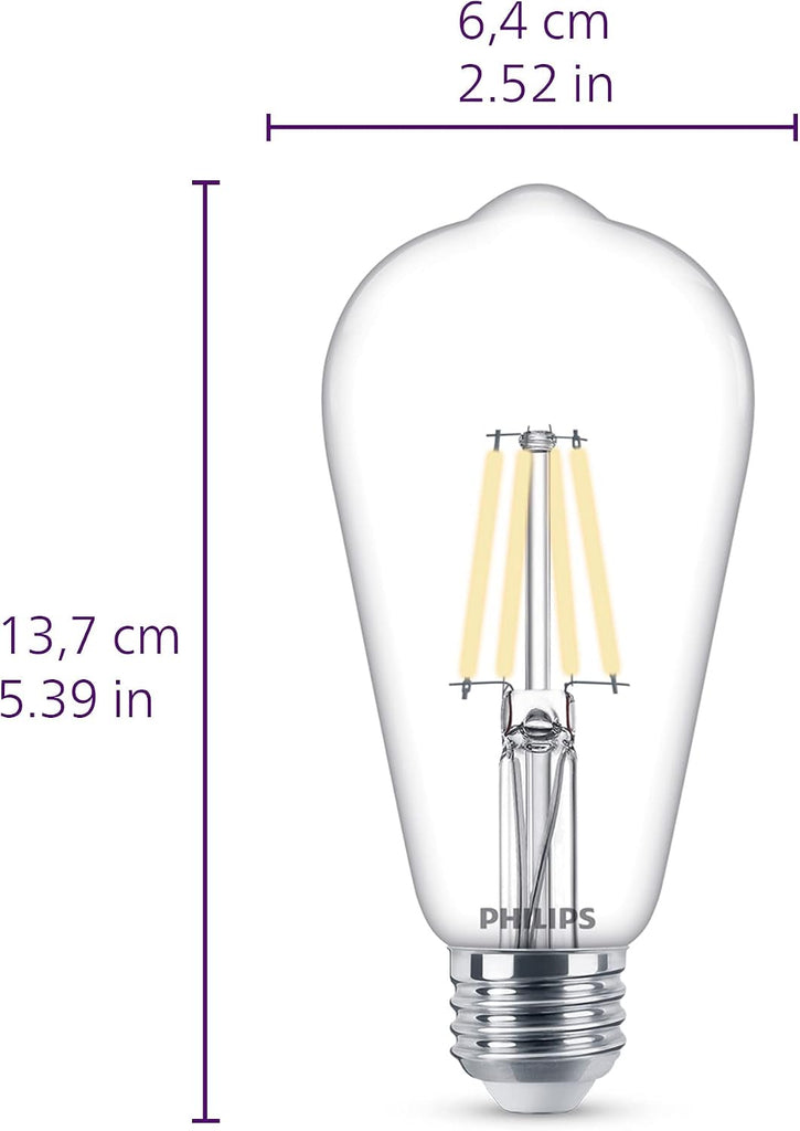 40W S19 2-Pack Vintage Edison Soft White (2700K) 400 Lumen (4.4W = 40W) Dimmable Clear Flicker-Free Light Bulbs