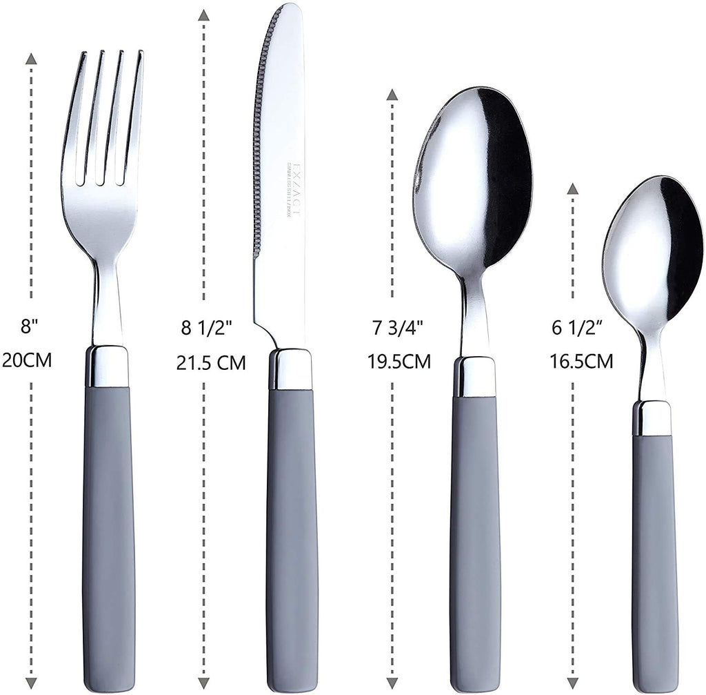 16 Piece Stainless Steel Flatware Set Color Handles Gray