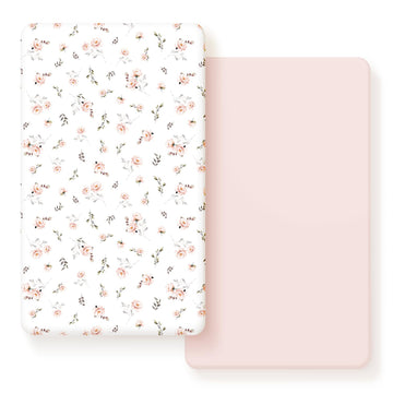 Stretch Ultra Soft Jersey Knit Fitted Crib Sheets Set 2 Pack, Universal Fitted Most Crib Mattress Pads Safe and Snug