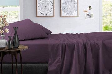4PC Sheet Sets Queen Plum 1000 Thread Count Egyptian Cotton, Sateen Weave for Soft&Comfort Feel, Fits Mattress Upto