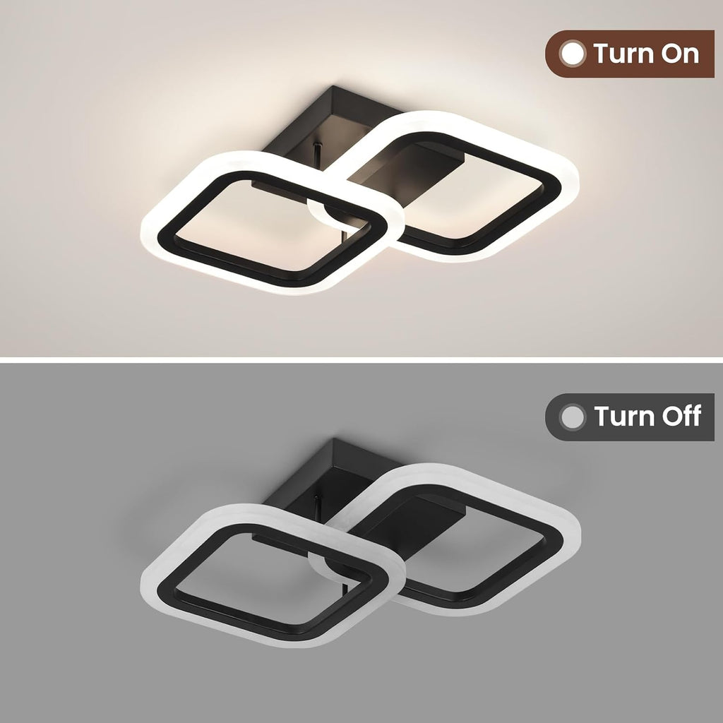Black Led Ceiling Light,4500K Daylight White Modern Hallway Light Fixtures, Acrylic Indoor LED Ceiling Light Fixtures