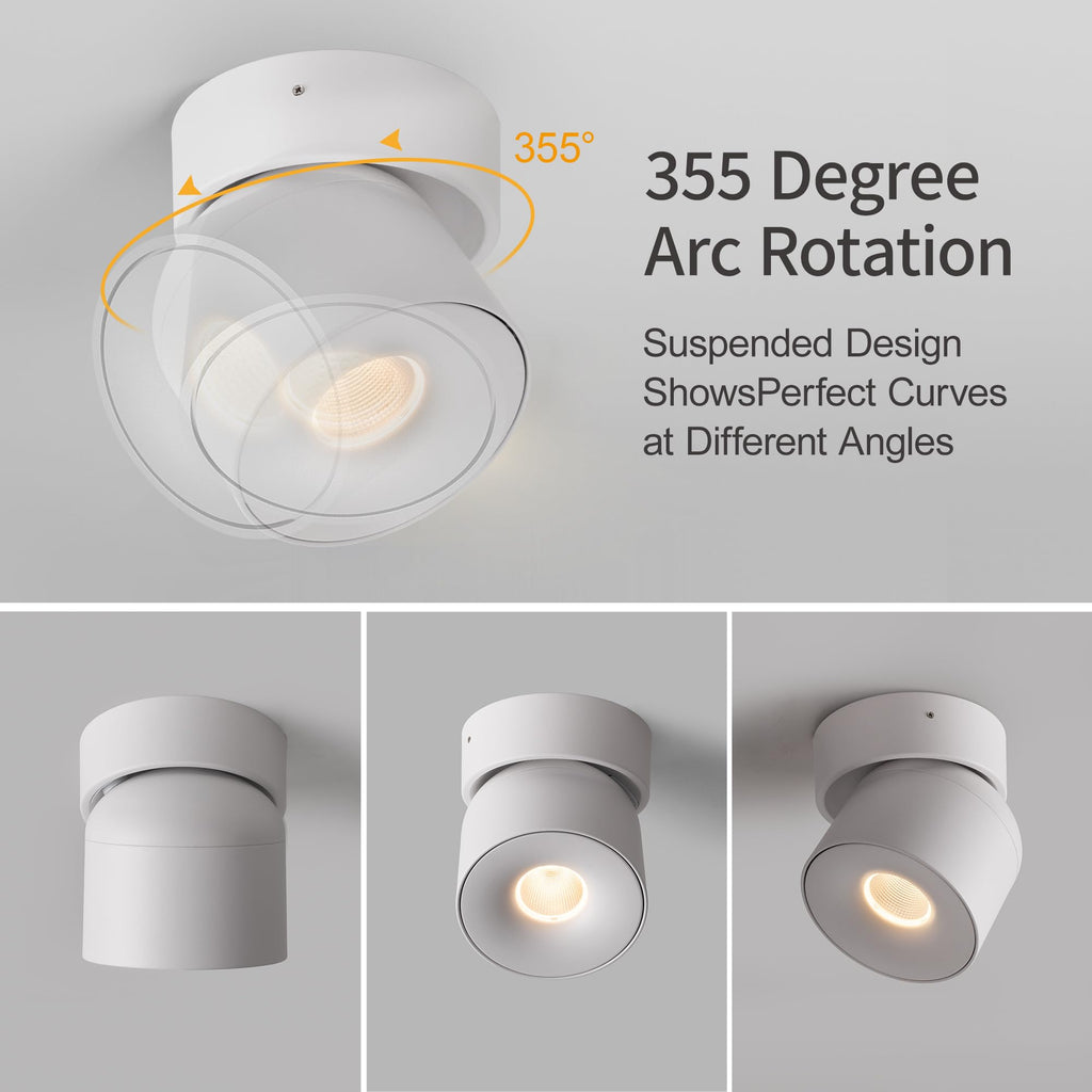 Aisilan 15W LED Dimmable Ceiling Spotlight, Adjustable Directional Surface Flush Mount Lighting, Wall Spot Lights