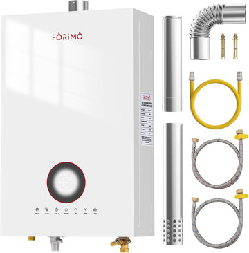 Tankless Water Heater Natural Gas, 4.74 GPM 18L Indoor Instant Hot Water Heater with Digital Fahrenheit Display