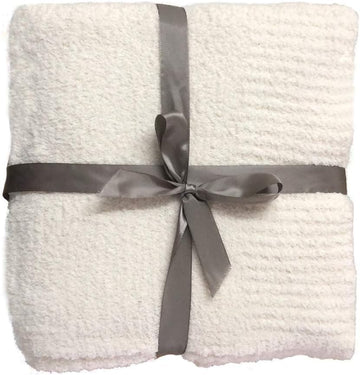 Cream Throw Blanket, Super Soft Knit Blankets, Cozy Fleece Fuzzy Fluffy Plush Chenille Throws Blanket, Cream, 60 x 80