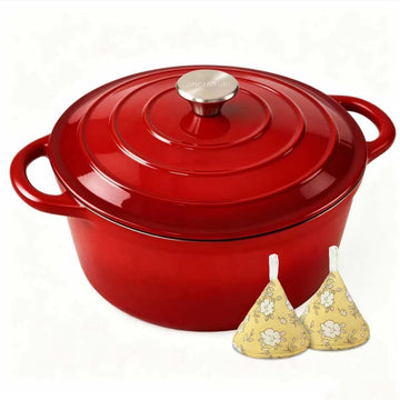 5 Qt Enameled Cast Iron Dutch Oven with Lid, Red