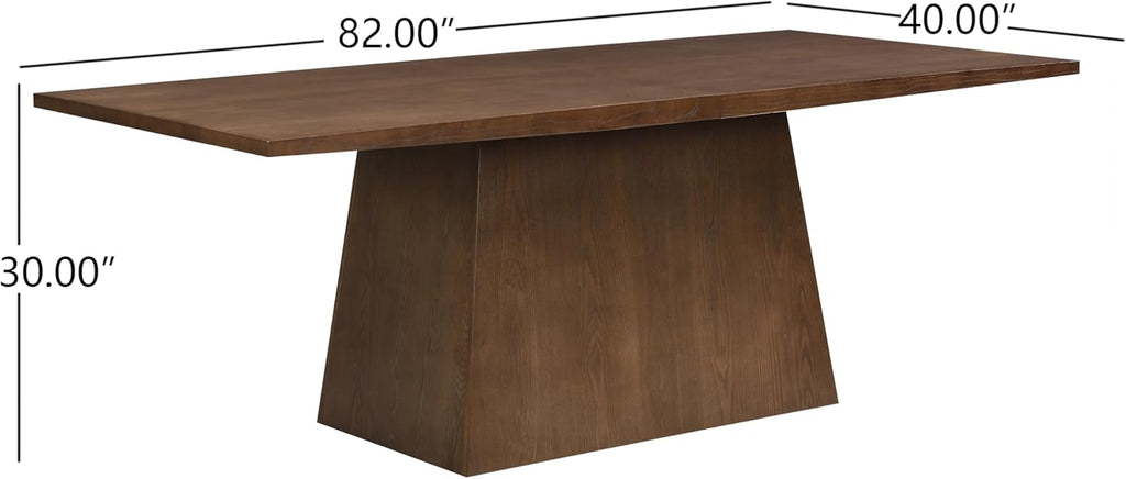 Coadz 82 inch Wooden Dining Table, Modern Rectangular Kitchen Dinner Table for 6-8 People, Pedestal Wooden Dining