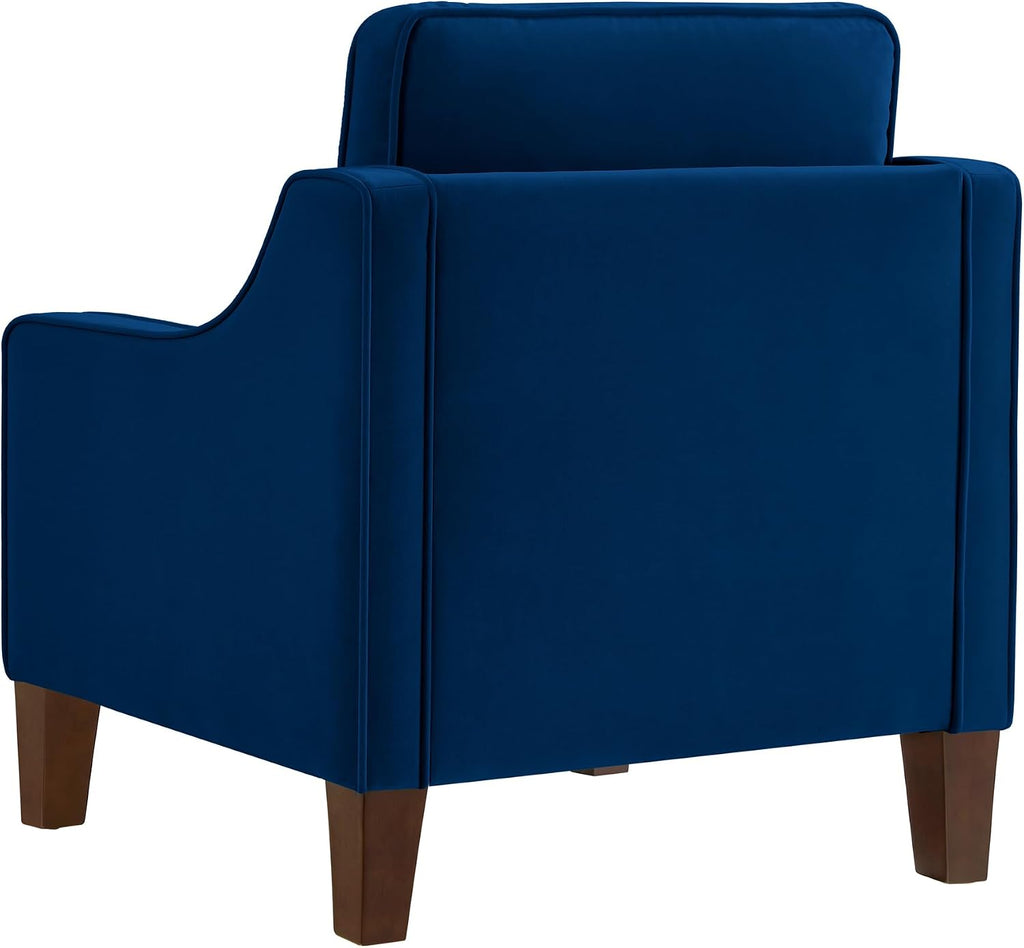 29" Modern Armchair,Living Room Single Seat Sofa,Upholstered Velvet Chair,with Wooden Legs, ,Navy