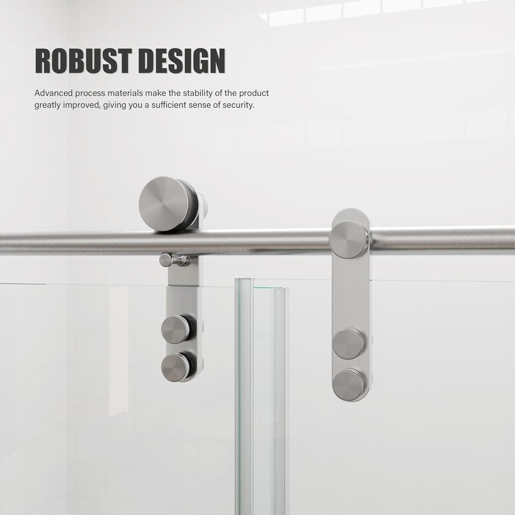Frameless Shower Door 56-60" W x 76" H, Glass Shower Door with 5/16" (8mm) Clear SGCC Tempered Glass