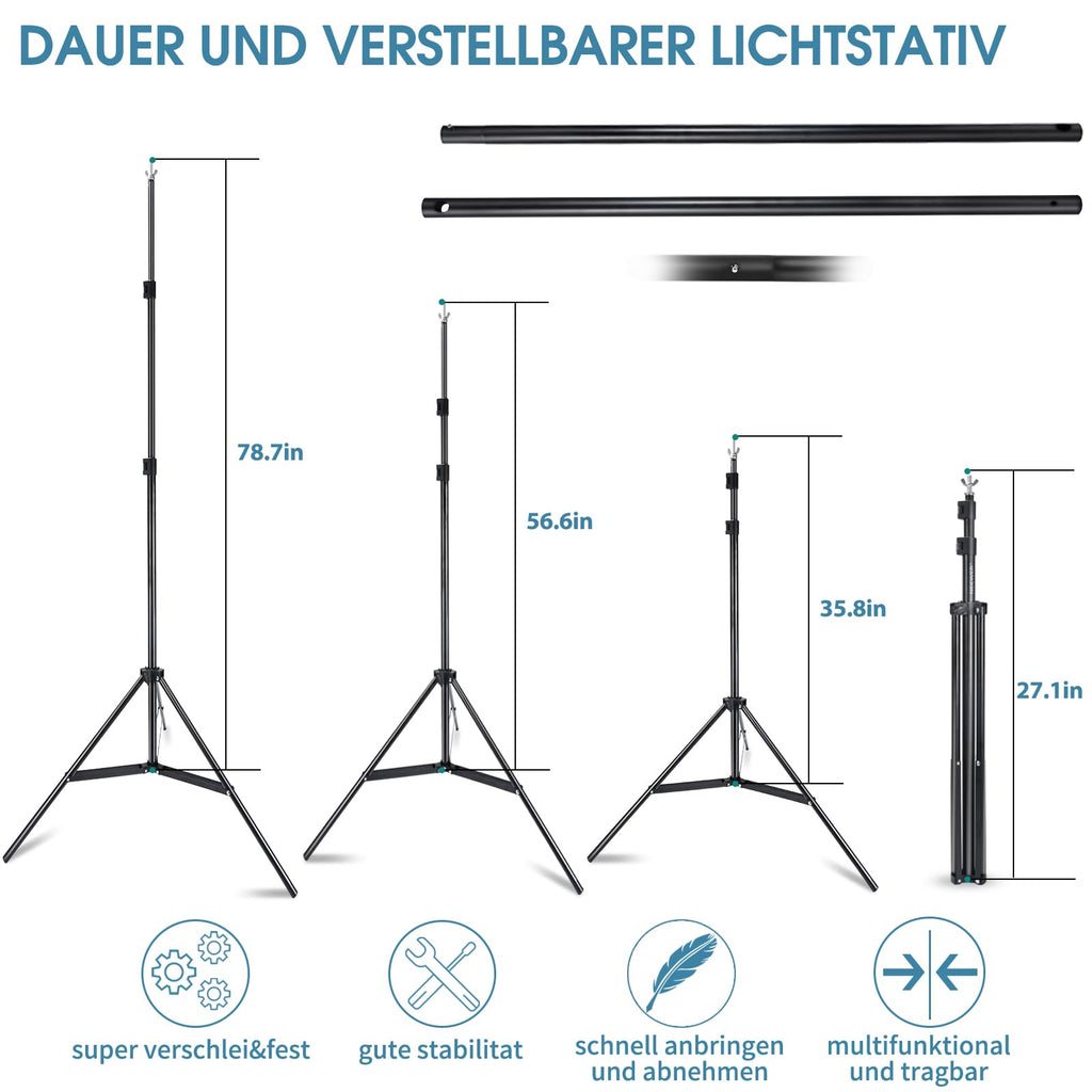 Photo Video Studio 10x7Ft (WxH) Adjustable Background Stand Backdrop Support System Kit with Carry Bag