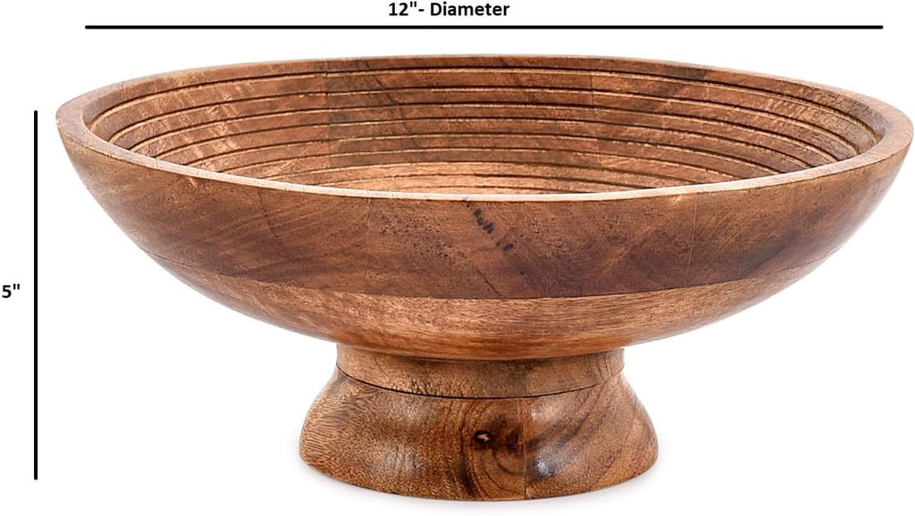BOWL Mango Wood Round Shaped Serving Bowl For Fruit,Dessert Platter Tray Dish Kitchen Dining Fruit,Dessert,Snack (12"