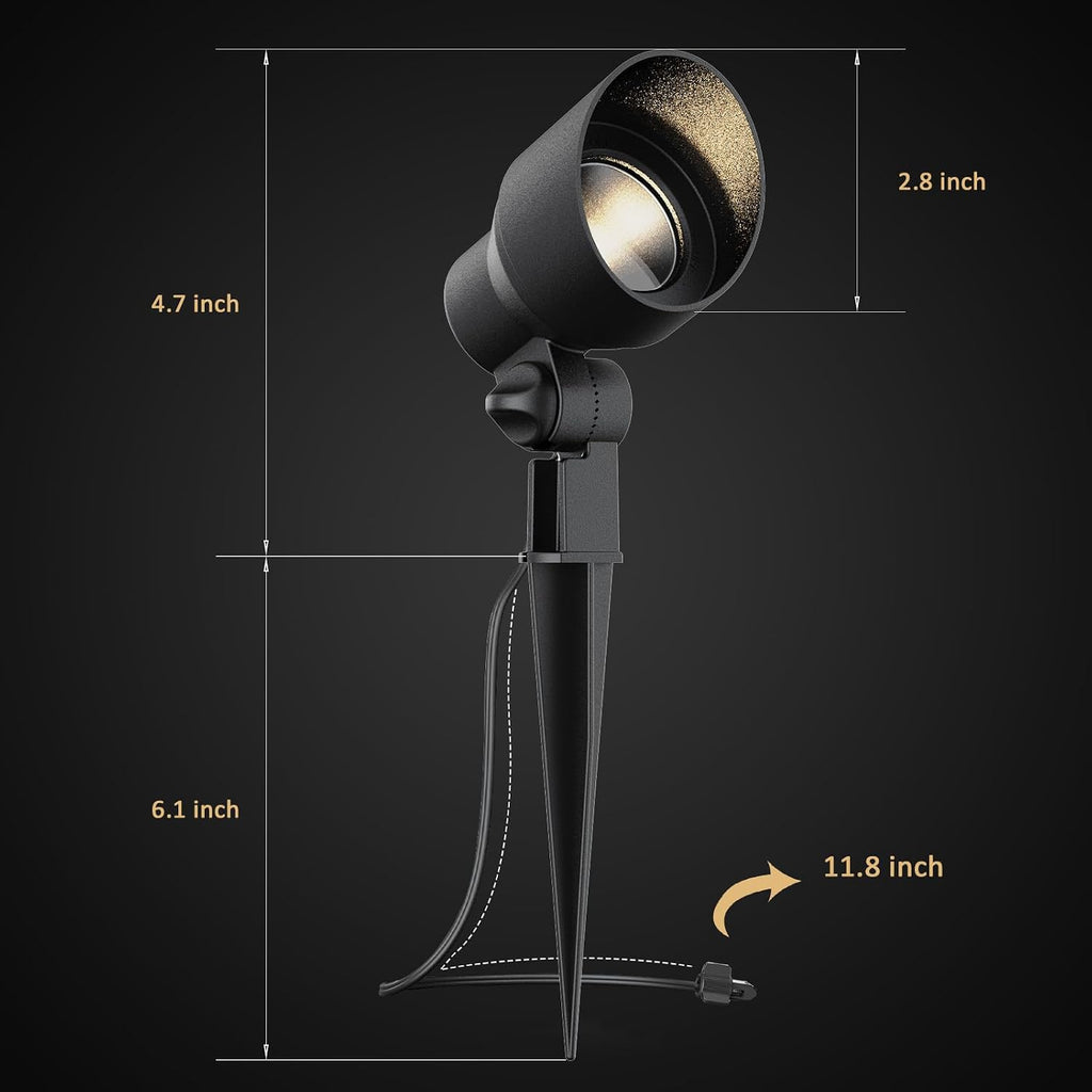 12V LED Outdoor Landscape Spotlights Black 2 Pack | 3W 200LM 3000K replaceable MR11 LED bulb black metal spotlight