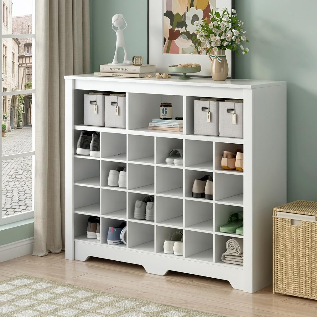 Modern Shoe Cabinet 5-Tier Shoe Organizer, Wood Shoe Rack , Closet, Durable MDF Vertical Storage Sh