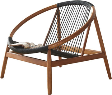 Lounge Chairs Wooden Sofa Leisure Chair Woven Hemp Rope Single Recliner, Chaise Longue and Terrace, Stylish