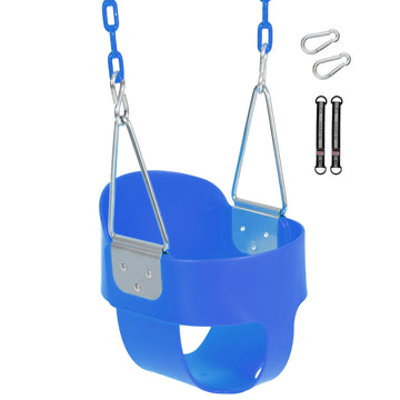Toddler Swing Seat with Coated Chains, Heavy Duty Kids High Back Bucket Swing with Tree Straps and Hooks for Outdoor