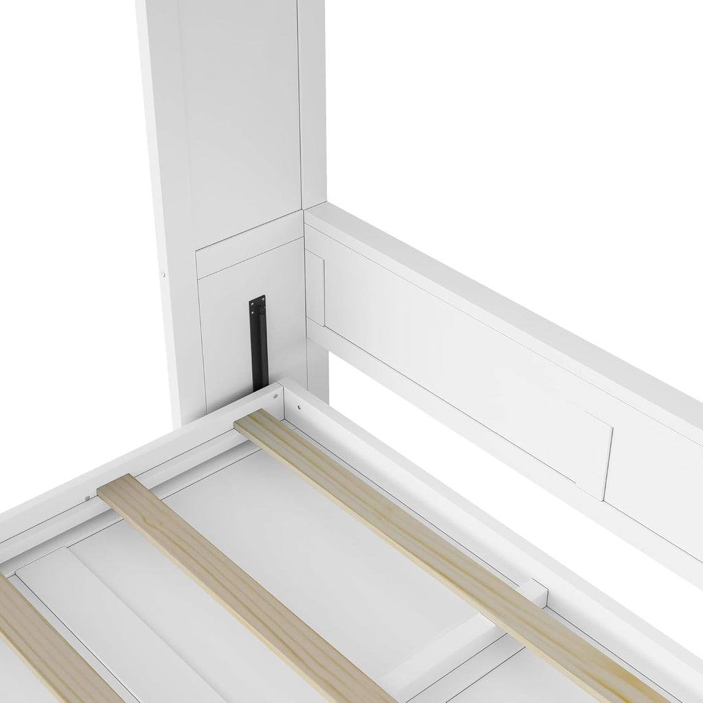 Murphy Bed Full,Murphy Bed with Legs,can be Folded,Wall Bedframe w/Wood Slat Support,No Box Spring Needed,for Bedroom
