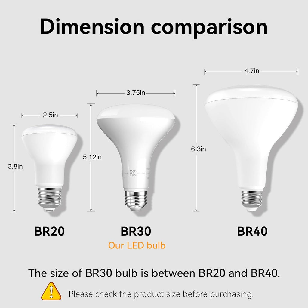 12 Pack BR30 Flood Light Bulb Indoor, 65W Equivalent Dimmable Led Recessed Lights Bulb, 2700K Soft Warm White, E26