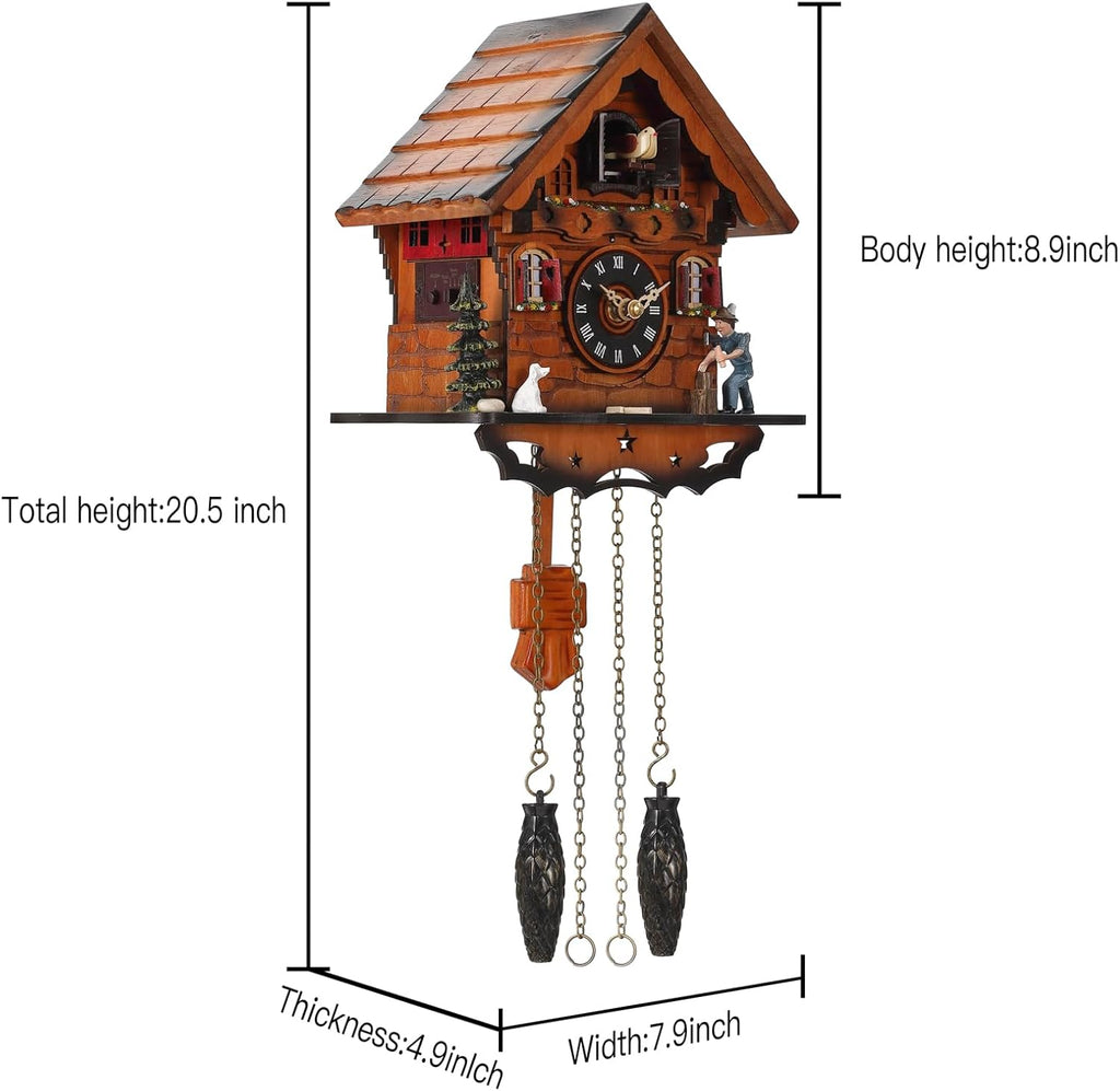 Kintrot Cuckoo Clock Traditional Black Forest Clock Antique Wooden Pendulum Quartz Wall Clock