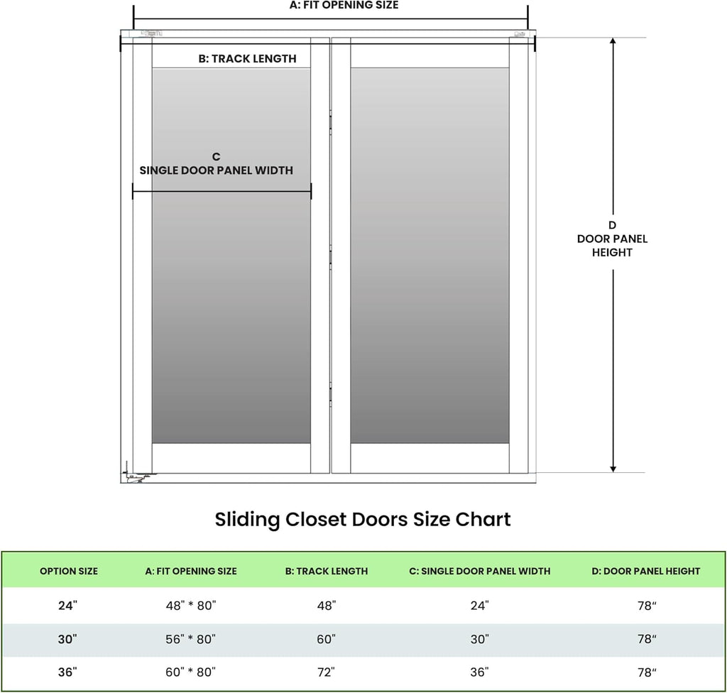 Bifold Doors, Mirror Closet Doors for 30'' x 80" with Sliding Hardware Kit Set, Interior Bi Fold Doo