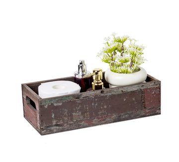 Farmhouse Distressed Wooden Storage Box, Rustic Bathroom Decor Box, Decorative Toilet Tank Basket Nice Butt, Solid
