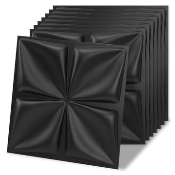 20 Pack Decorative 3D Wall Panels, 19 Sq.Feet PVC Interior Wall Décor, 11.8"x11.8", Black