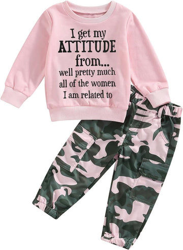 Toddler Girls Clothes 1T Fall Outfits Sweatshirt Camo Pants Set