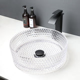 16 Inch Crystal Bathroom Vessel Sink with Faucet and Drain Combo,Diamond Shaped Clear Tempered Glass Vessel Sink Above