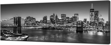 Black and White Brooklyn Bridge Canvas Wall Art New York City Picture Print Manhattan Night Skyline Painting on