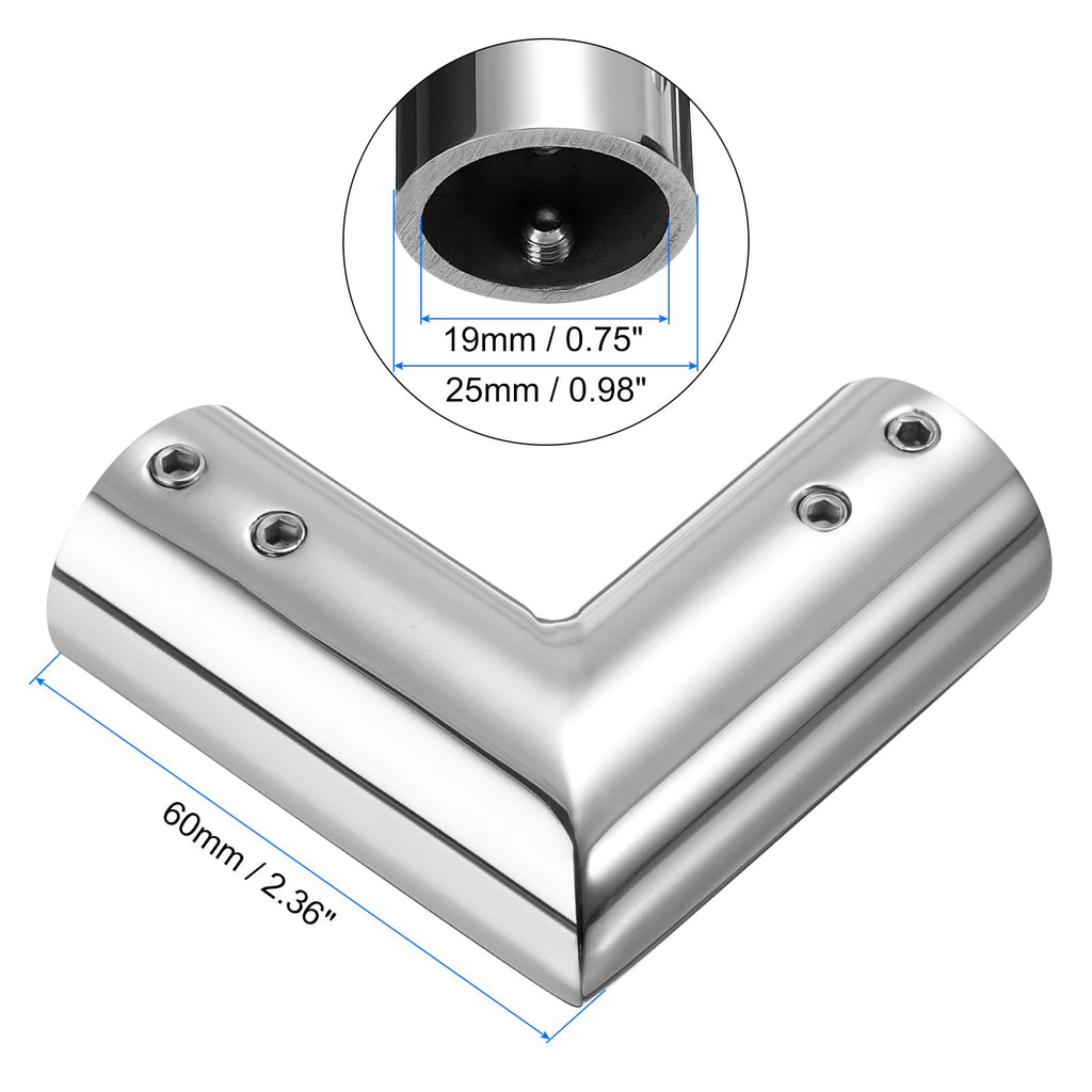 2pcs Corner Curtain Rod Connector, 90 Degree Window Curtain Rod Corner with Hex Wrench for 3/4 Inch OD Bay Window