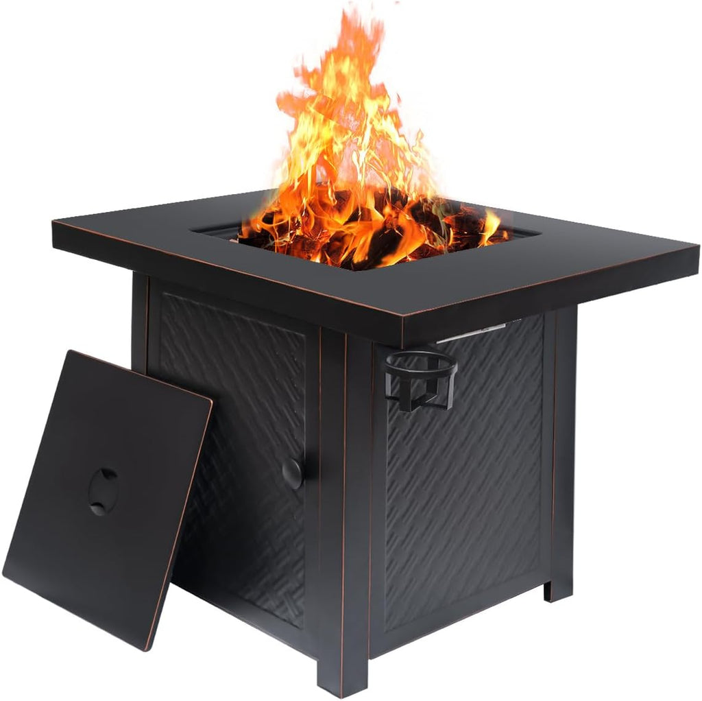 32'' Propane Fire Pit,50000 BTU Gas Firepit Table with 2 Drink Holders